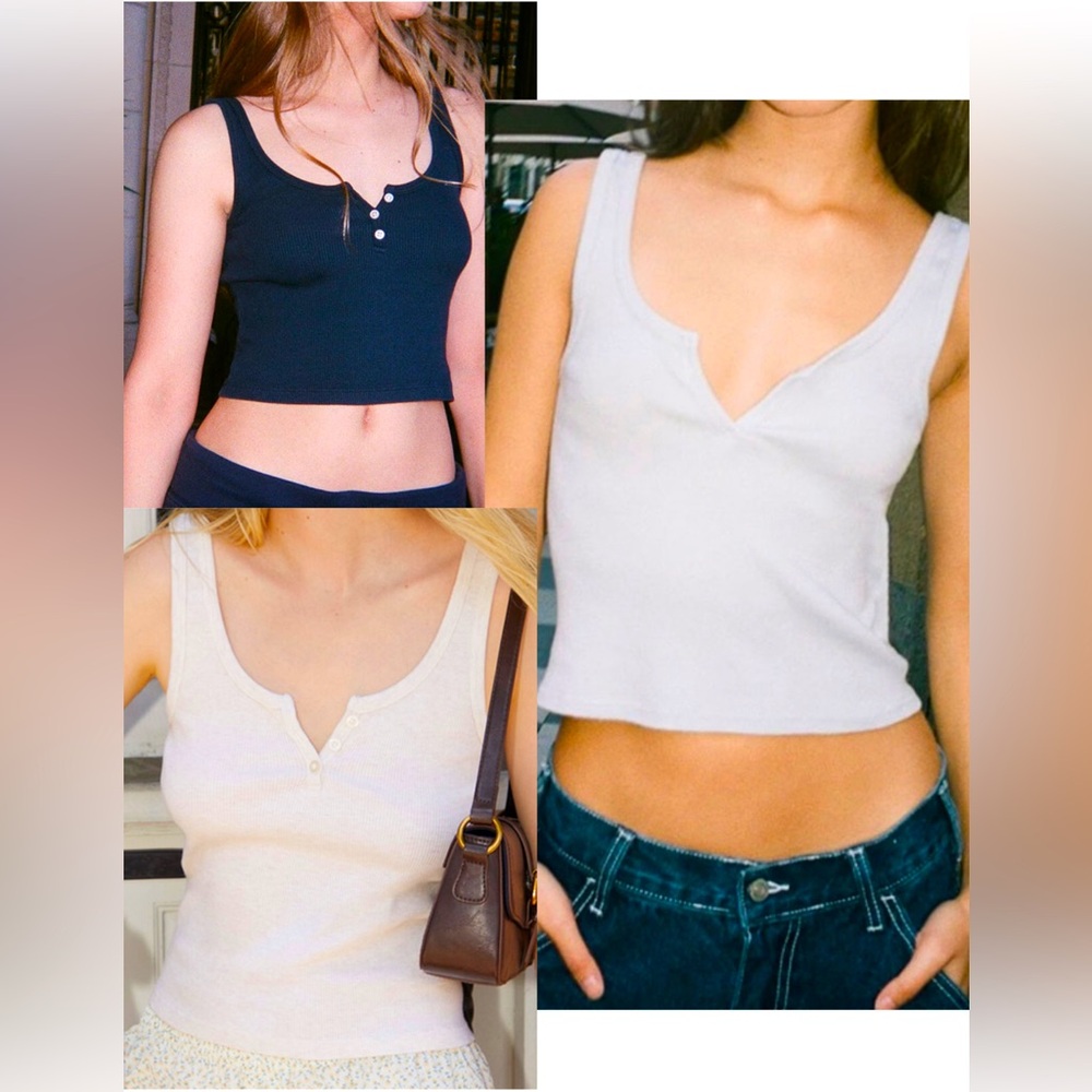 Brandy Melville Dalis & V Neck Notch Cropped Tank Haul